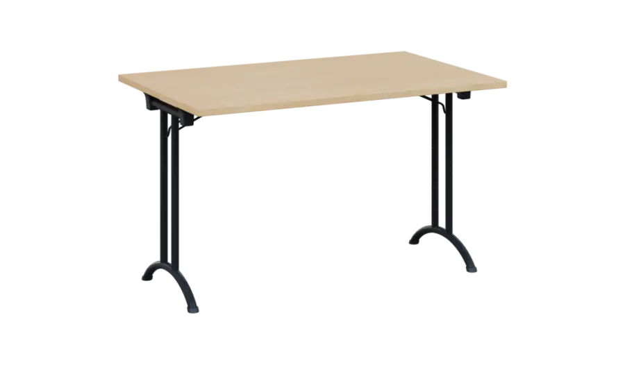 SLA 125 lak skládací jednací stůl 1250x800, deska 25 mm, podnož černý lak, deska bříza světlá